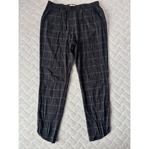 Marine Layer Pants Womens Medium Black Windowpane Check Ankle Crepe Pull On